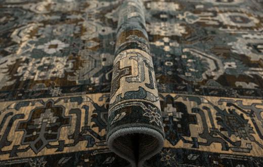 Wełniany Dywan Dywilan Superior Oman Dark Blue Ornament