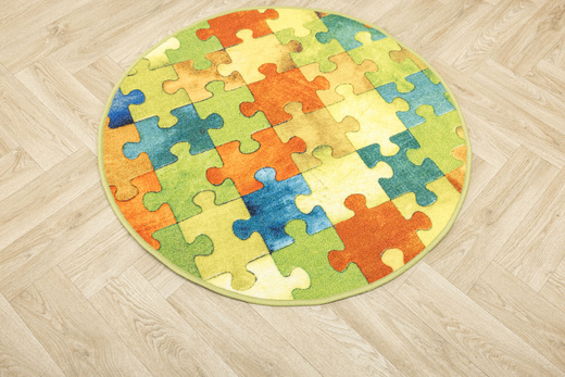 Okrągły Kolorowy Dywan Dziecięcy Puzzle Multicolor