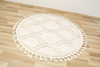 Okrągły Dywan Berber 7063 ivory krem Łezki 3D  z frędzlami 