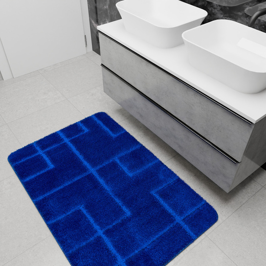 Dywanik Łazienkowy Antypoślizgowy Inez Blue Niebieski Geometria