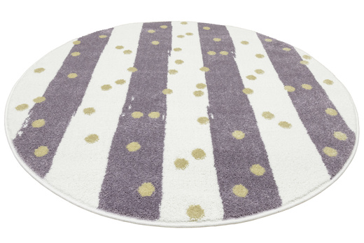 Okrągły Dywan Lima M044A cream/lila Fiolet Krem Zloty Paski