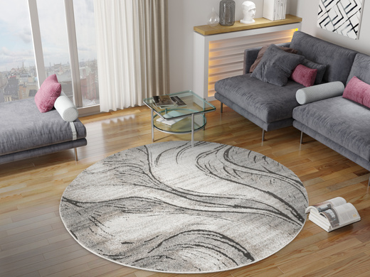 Dywan Okrągły Matara P176A m.grey/sp.antO Szary Fale