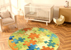Okrągły Kolorowy Dywan Dziecięcy Puzzle Multicolor