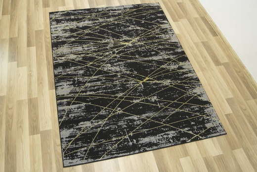 Lśniący Dywan Allora Plus C654A black/yellow Czarny Szary Złoty