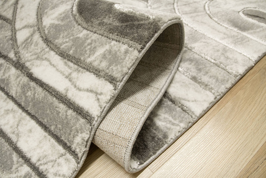 Dywan Felix 9304A grey/grey Lśniący Marmur Srebrzysty Szary Półkola Pasy
