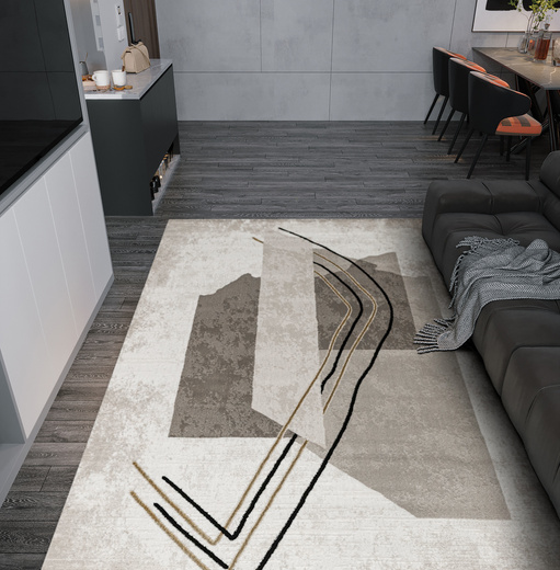 Dywan Kashmir KR168S Vizon/Black Szarobeżowy Złoty Abstrakcja