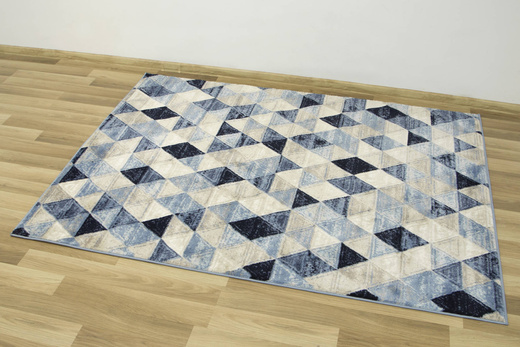 Dywan Victoria 9592A blue/beige Trójkąty Niebieski Krem Beż