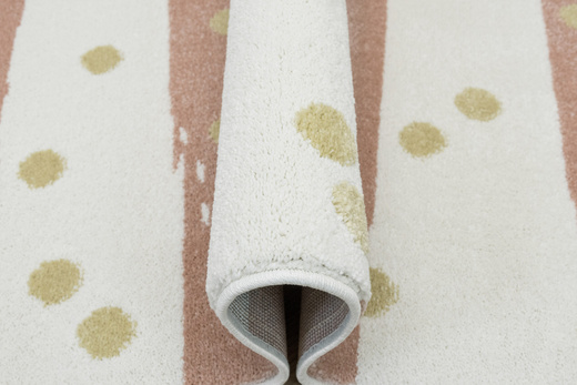 Dywan Półokrągły Dziecięcy Lima M044A cream/rose Róż Krem Zloty Paski