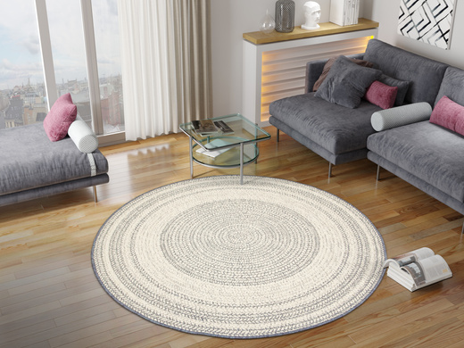 Okrągły Dwustronny Dywan Sznurkowy Brussels 205670/10310 ocean Ocean Niebieski Krem Outdoor