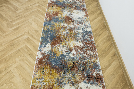 Chodnik 8621A Cream Kremowy Miedziany Niebieski Abstrakcja szerokość 100 cm