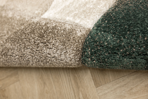 Dywan Kandy N412A l.beige/emeral Butelkowa Zieleń Beż Fryz