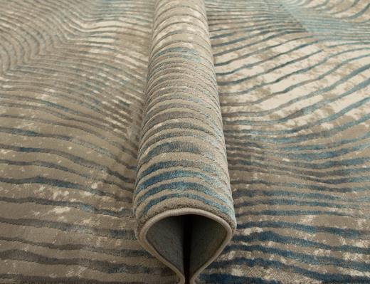 Lśniący Dywan Allora Plus 7804A d.greyHB/blue Szary Ciemny Turkus Fale