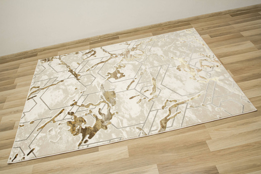 Dywan Elisa PF40A Brown Gold Beżowy Złoty Plastry Miodu