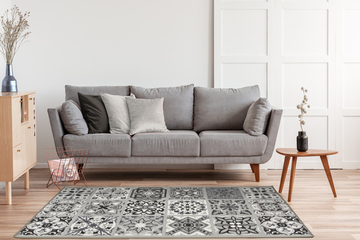 Antypoślizgowy Chodnik Patchwork Szary szerokość 67 cm