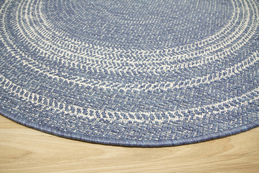 Okrągły Dwustronny Dywan Sznurkowy Brussels 205670/10310 ocean Ocean Niebieski Krem Outdoor