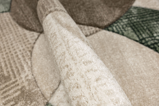 Dywan Kandy N390A d.beige/emeral Butelkowa Zieleń Beż Elipsy Fryz