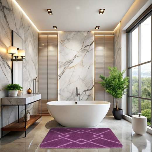 Dywanik Łazienkowy Antypoślizgowy Moreno Violet Fioletowy Romby