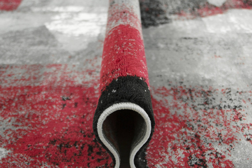 Dywan Victoria B885A d.grey/red Trójkąty Czerwień Szary Przecierany