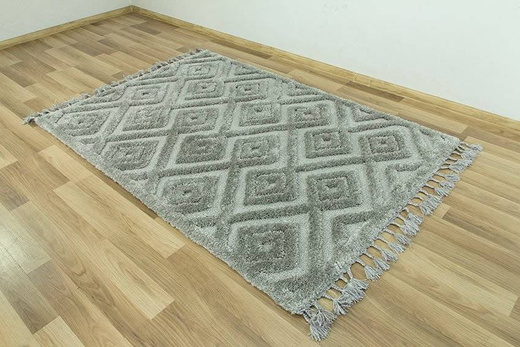 Dywan Berber 6846 l.grey 3D z frędzlami