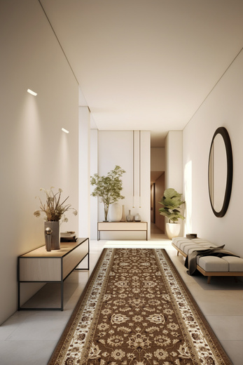 Chodnik Antypoślizgowy Antico 17 Brąz Ornament szerokość 67 cm