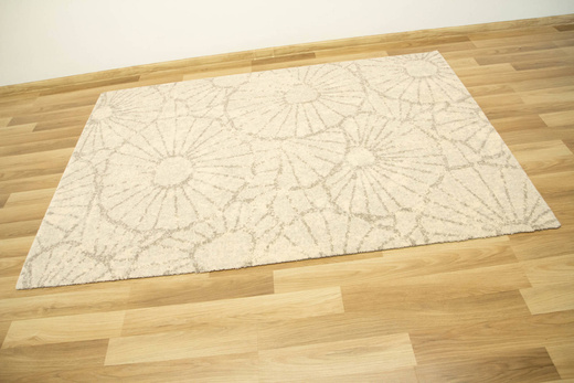 Wełniany Dywan Tempo Natural-B Abby Jasny Szary Kwiaty