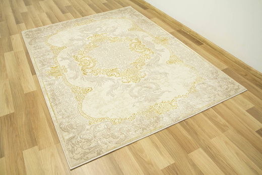 Lśniący Dywan Allora Plus 9435A cream/cream Ornament Krem Beż Złoty