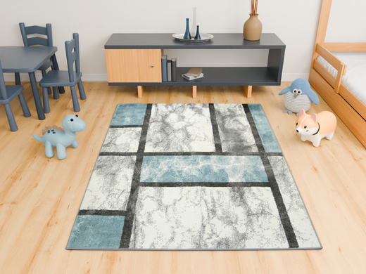 Dywan Lima 9553A cream/blue imitacja marmuru