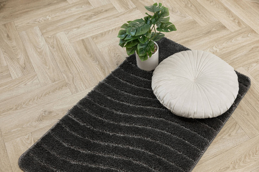 Dywanik Łazienkowy Antypoślizgowy Sara Dark Grey Ciemny Szary Fale