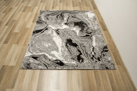 Lśniący Dywan Allora Plus E844A grey Szary Czarny Marmur Beton