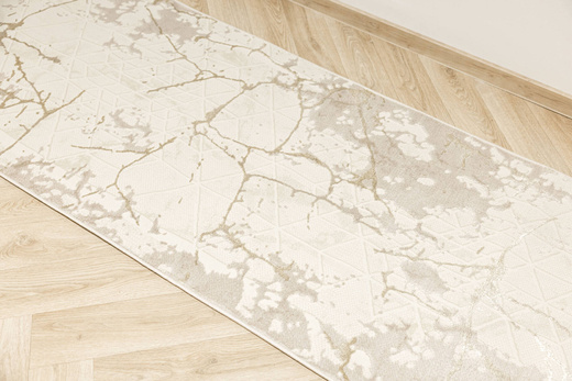 Chodnik Allora Plus B919A cream/cream Marmur Trójkąty Beż Krem Złoto szerokość 70 cm