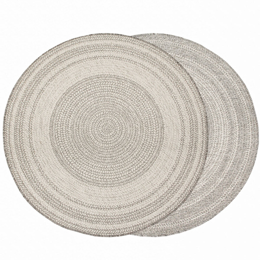 Okrągły Dwustronny Dywan Sznurkowy Brussels 205670/10010 Silver Szary Krem Kółka Outdoor