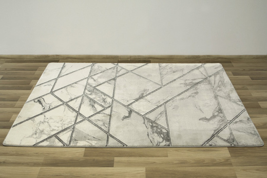 Dywan Diamond K4441S Geometryczny srebrne kreski marmur