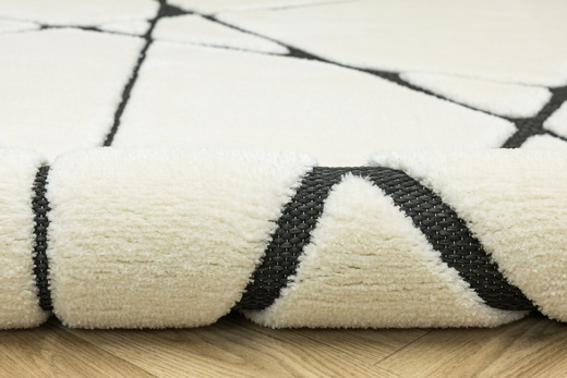 Dywan Shaggy Lula Soft IM85A Black/Bone Trójkąty Krem Czarny