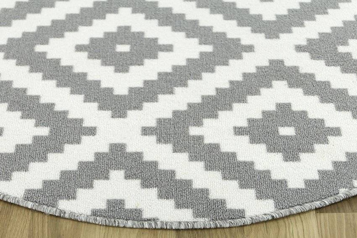 Szary Okrągły Dywan Romby
