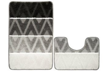 Komplet 2-częściowy Łazienkowy Palma Grey Romby Jasny Kontur