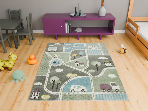 Wykładzina Dziecięca Lima C262A l.grey/green Uliczki Pastelowy Turkus Miętowy szerokość 4 m