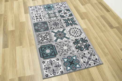 Antypoślizgowy Dywan Patchwork Turkus