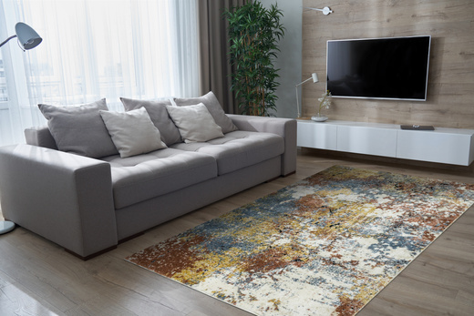 Dywan Bosa 8621A cream/somon Kremowy Miedziany Niebieski Abstrakcja