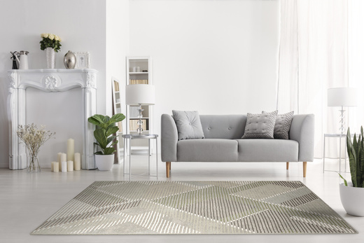 Dywan Wełniany Ballata Elian Shale Szary Zielony Geometria