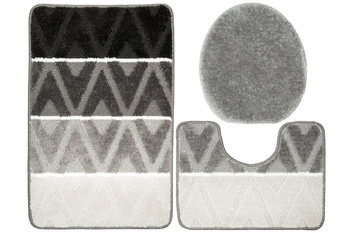 Komplet 3-częściowy Łazienkowy Palma Grey Romby Jasny Kontur