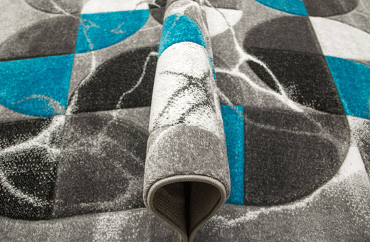 Dywan Amelia A472B grey/turquoise Szary Turkus Półkola Marmur