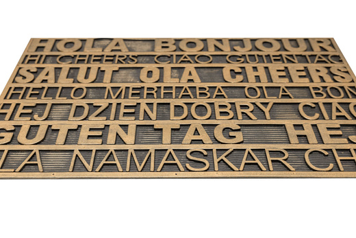 Wycieraczka gumowa kolor M49 antypoślizgowa złota czarna napisy