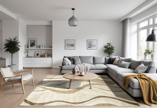 Dywan Amelia B178A cream/beige Beżowy Brązowy Wstęgi Fale