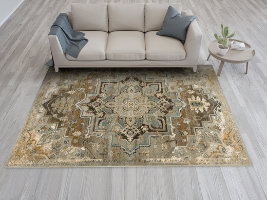 Wełniany Dywan Dywilan Omega Abbas Koniak Ornament