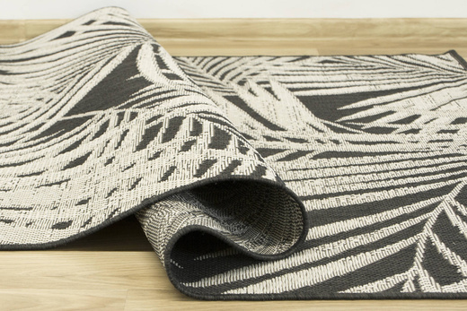 Dywan Sznurkowy Lejda 12506/591 Antracyt Beż Liście Palmy