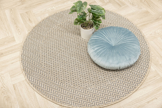 Okrągły Dywan Antypoślizgowy Sznurkowy Flex 19242/P01 Koło Beż Krem Jodełka