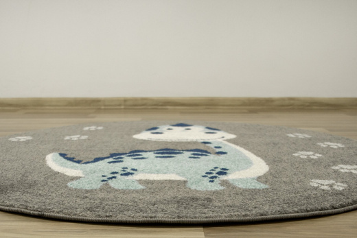 Okrągły Dywan EMILY KIDS 5860B turkus/d.gri Dinozaur