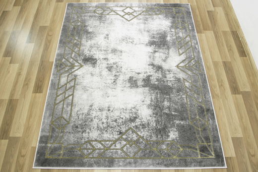 Dywan Felix 9337A l.grey/yellow Marmur Szary Krem Złoty z Ramką