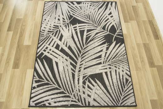 Dywan Sznurkowy Lejda 12506/591 Antracyt Beż Liście Palmy