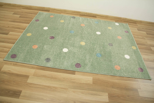 Dywan Dziecięcy Lima C275A green/lila Pistacjowy Kropki